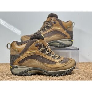 Merrell Boots Womens 9 Brown Leather Suede Waterproof Hiking Vibram Continuum